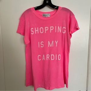 Wildfox Neon Pink “Shopping is my Cardio” t-shirt size Medium.